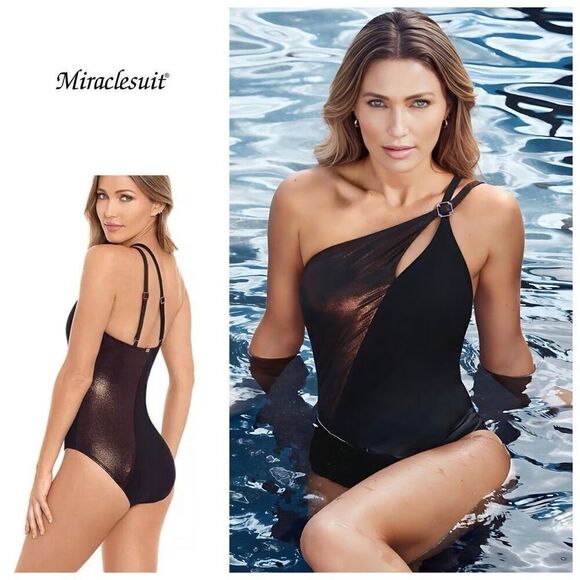 New. Amoressa by Miraclesuit black swimsuit. 8. Retails $188 - Picture 1 of 16